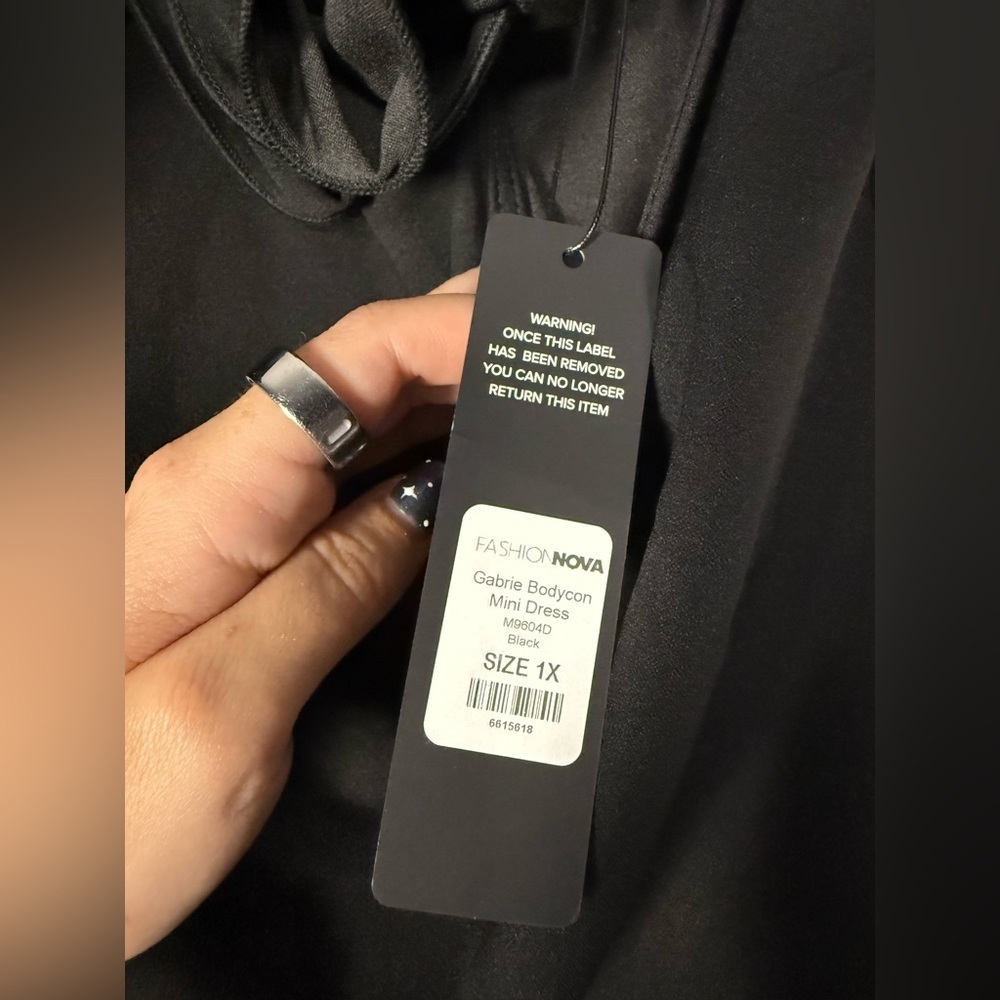 Fashion Nova Gabrie Bodycon Rosette Black Mini Dress XL - Picture 7 of 11